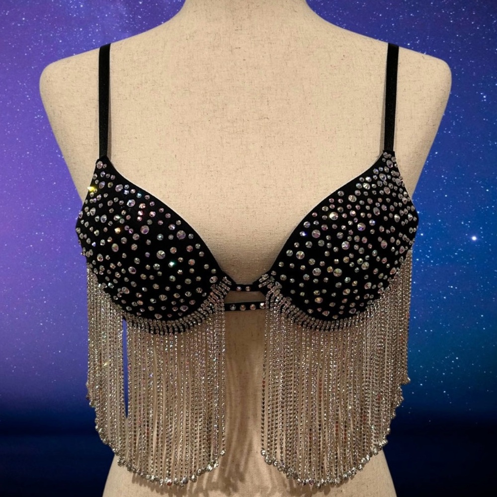 Handmade upcycled rhinestone bra